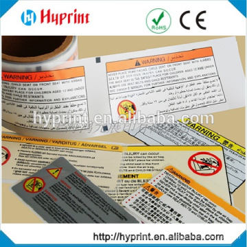 Heat transfer labels for car safe seat